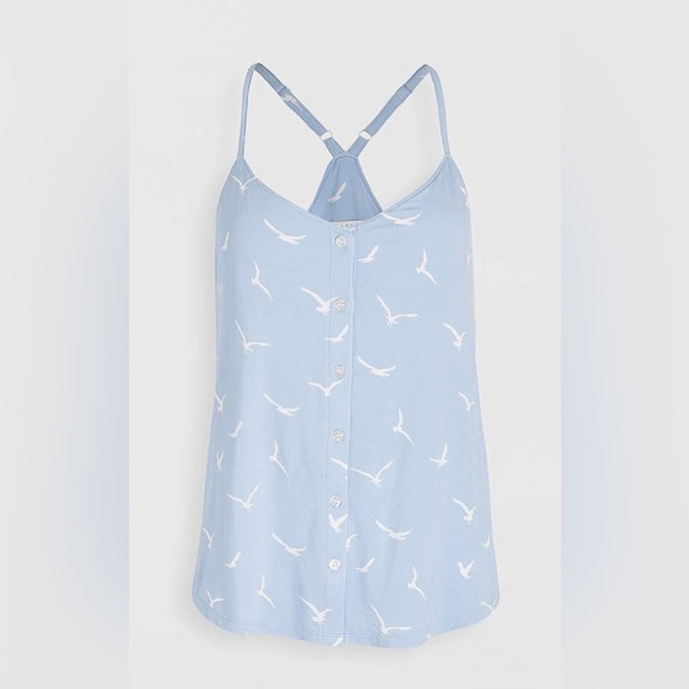 PJ Salvage Seagull Print Racer Back Lounge Sleep Cami Top - M Blue Mist NWT